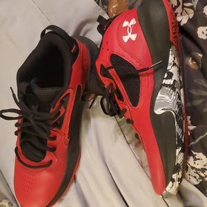 Under Armour Lockdown 6 Mens 9.5 Red Black White Basketball Shoes